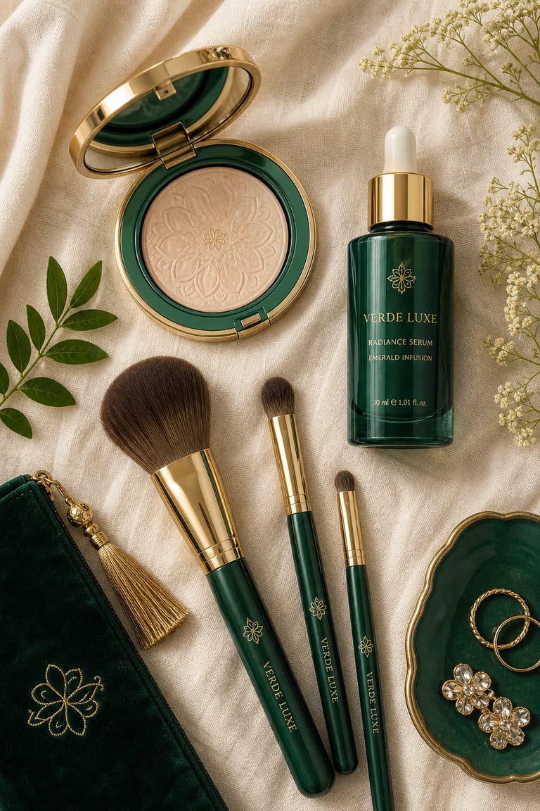 Cosmetics flatlay — Product shots example