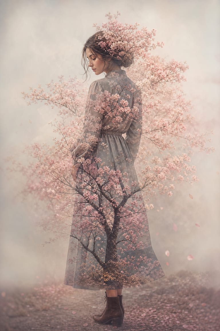 Double exposure — Text to image example