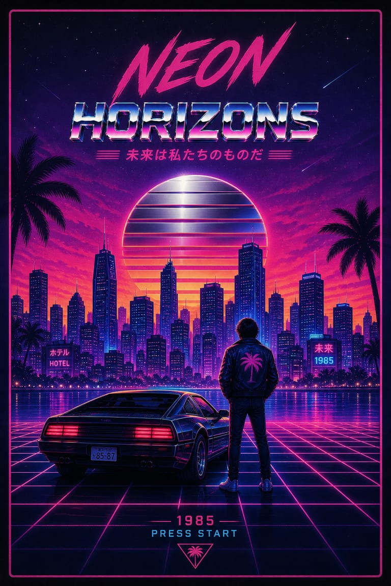 Synthwave poster — Text to image example