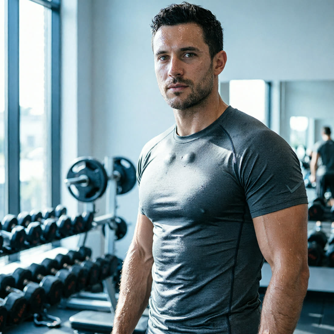 AI photoshoot: fitness portrait at a gym